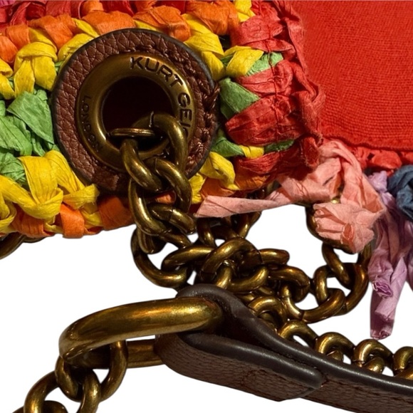 Kurt Geiger Mini Kensington Rainbow Raffia Crossbody Bag Fringe - Picture 5 of 10